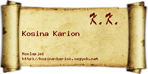 Kosina Karion névjegykártya